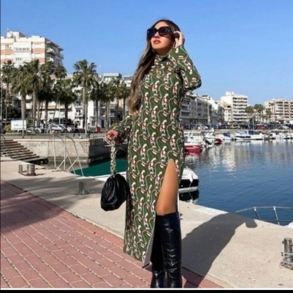 ZARA PRINTED MIDI DRESS Size M - Picture 8 of 10